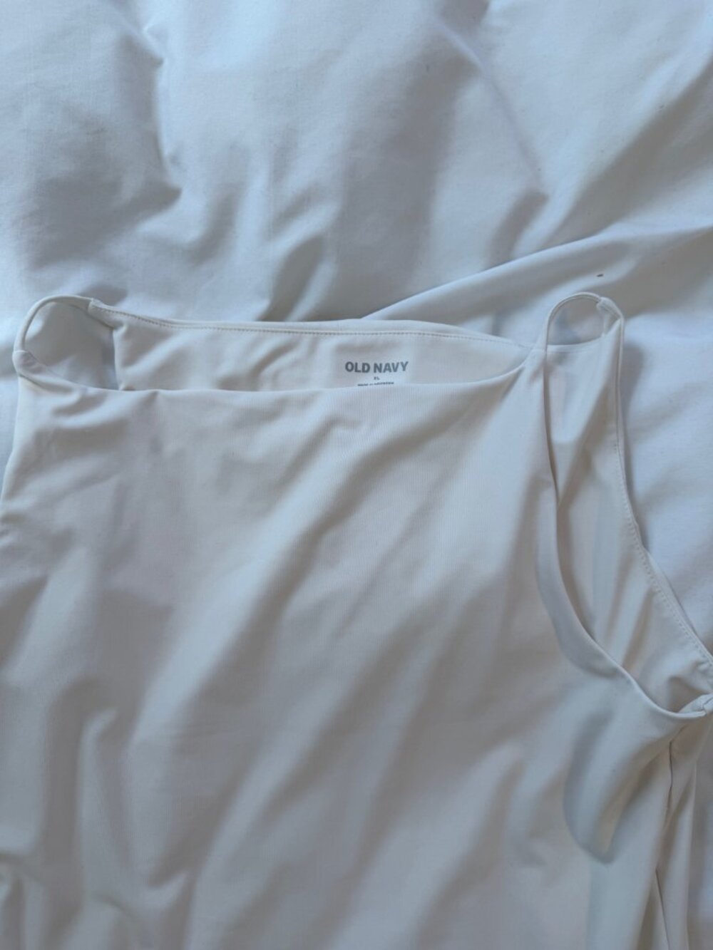 Old Navy Double Layer Cami Bodysuit White Sea Salt XL Stretch Fitted Tank - Picture 13 of 13
